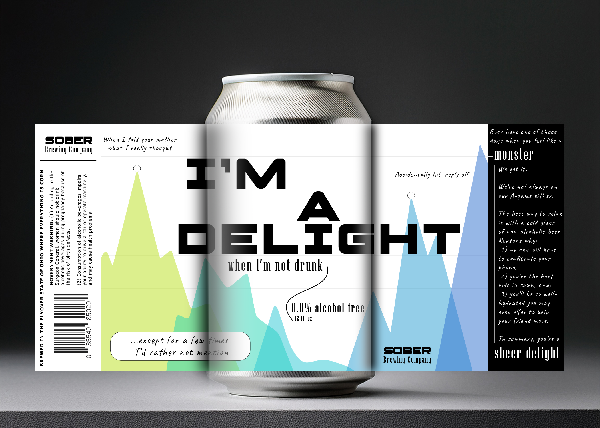 Non-alcoholic beer can label design